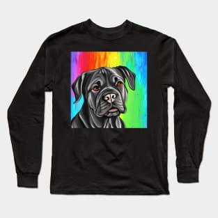 Cane Corso Dog Rainbow Painting Long Sleeve T-Shirt